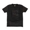 Black tactical shirt with pocket for soft armor panels on a white background