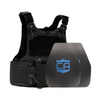 Black M.O.D. carrier with two shooters cut steel body armor plates with standard coating