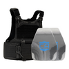 Black M.O.D. carrier with two shooters cut steel body armor plates with protective PolyShield anti-spall coating