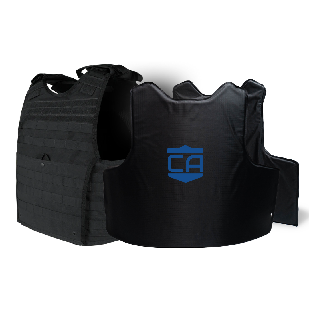 Black Condor EXO Plate Carrier Gen II with Level IIIA Soft Body Armor Panels on a white background