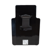 Back of black 20" x 30" Caliber Armor Pistol rated Level IIIA HG2 Ballistic Shield with three position handled, setup with center mounted handle, padded armrest & quick release strap on a white background