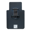 Backside view of black 20" x 30" Caliber Armor Pistol rated Level IIIA HG2 Ballistic Shield with fixed streamlined handle in the center, padded armrest & quick release strap on a white background