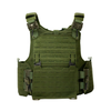 Front View of Green Modular overt defense plate carrier white background