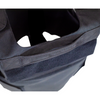 Close-up of a black tactical vest's emergency drag handle