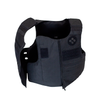 Black patrol body armor vest unzipped showing the full coverage soft armor panel shape