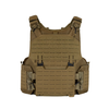 Tan tactical plate carrier on a white background