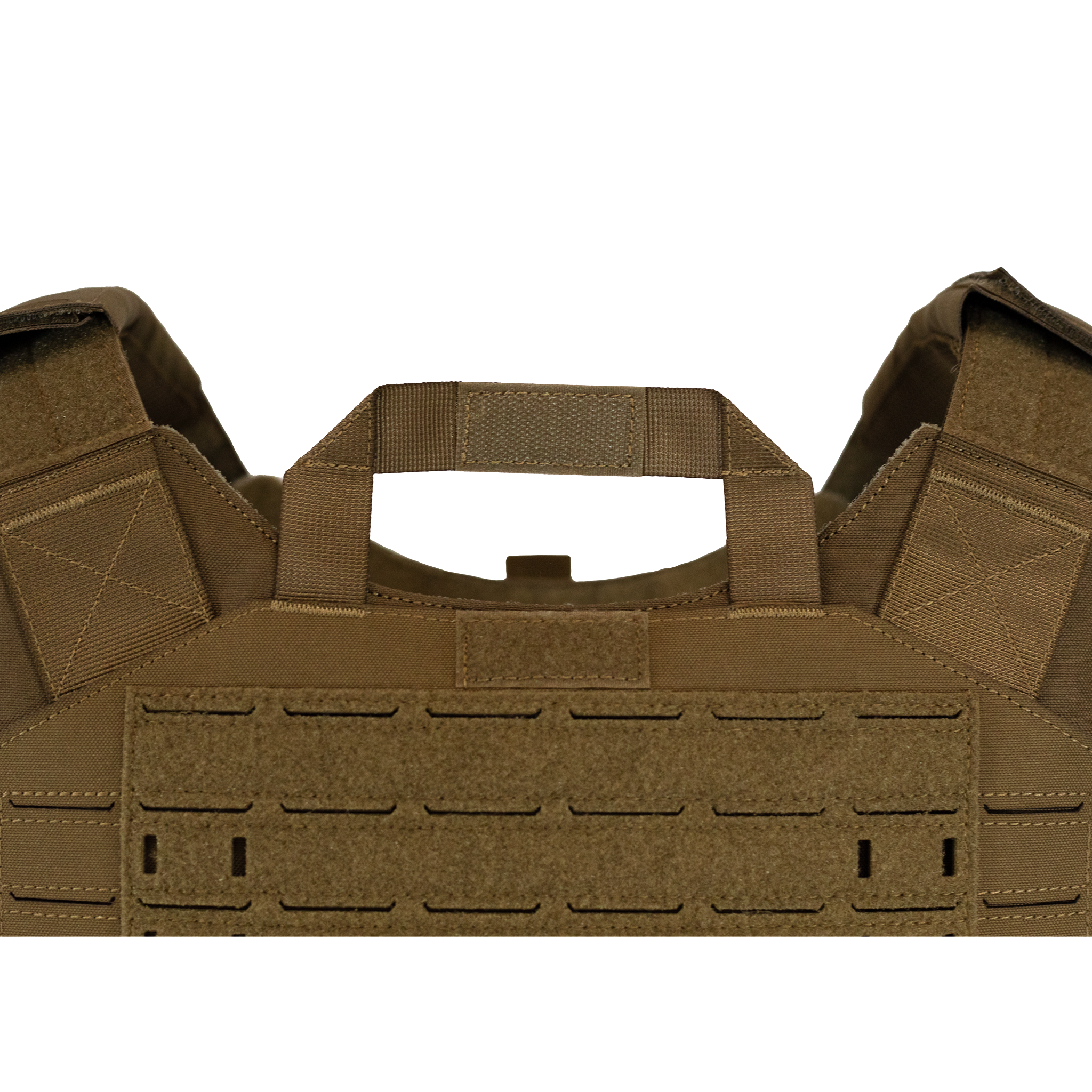 emergency drag handle on backside of plate carrier with velcro to keep discreetly tucked away
