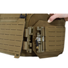 cummerbund detached from front of tan carrier, detach by pulling the strap downward