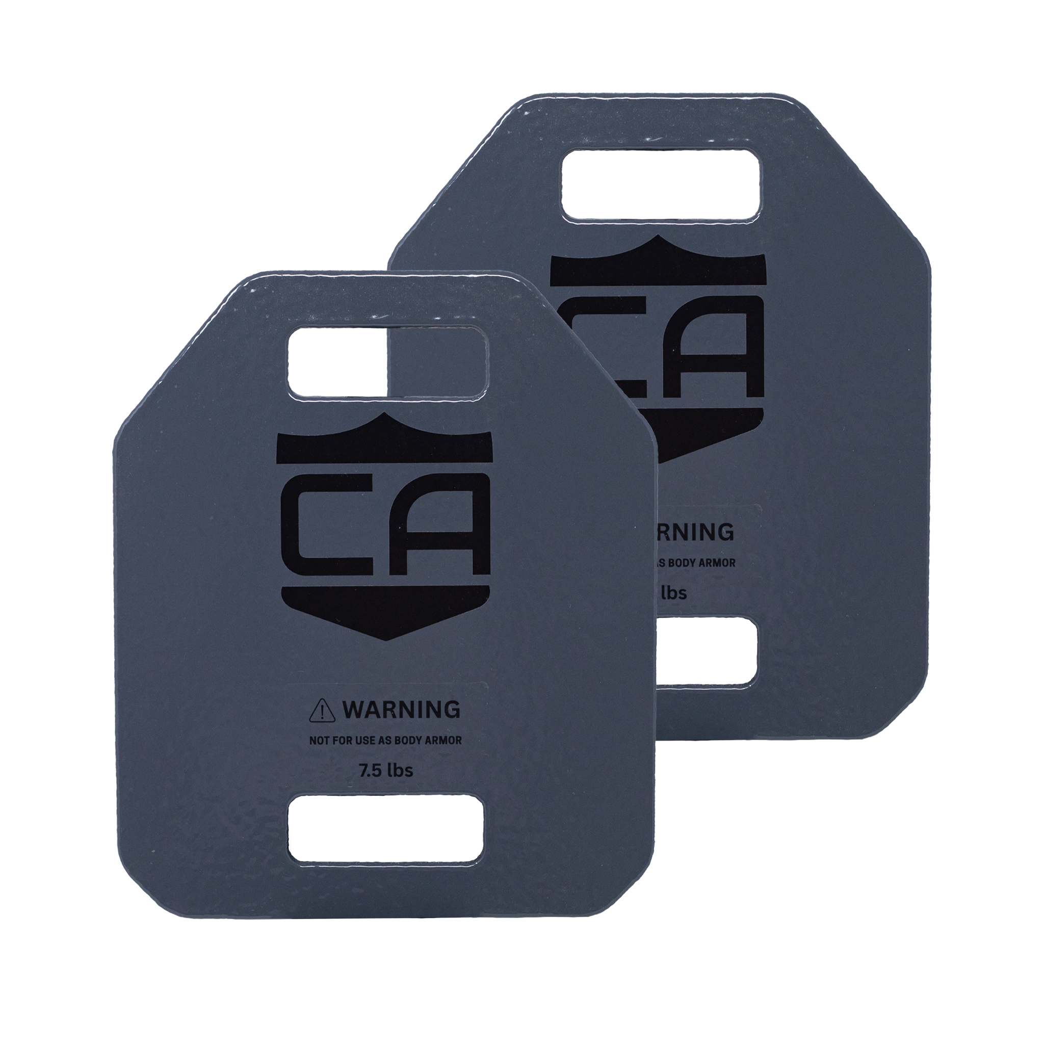 pair of grey weighted training plates weighing 7.5 pounds a piece
