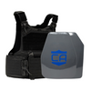 Black M.O.D. carrier with shooters & SAPI cut UHMWPE Maritime plates with waterproof coating