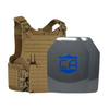 Tan M.O.D. carrier with two SAPI cut UHMWPE Maritime plates with waterproof coating
