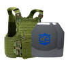 Green M.O.D. carrier with two SAPI cut UHMWPE Maritime plates with waterproof coating