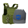 Green M.O.D. carrier with shooters & SAPI cut UHMWPE Maritime plates with waterproof coating