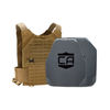 Coyote Tan Phantom carrier with a AV2 shooters & SAPI cut steel plates featuring protective PolyShield Anti-Spall Coating
