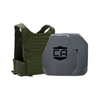 Olive Drab Green Phantom carrier with a AV2 shooters & SAPI cut steel plates featuring protective PolyShield Anti-Spall Coating