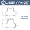 Diagram showing S/M panel dimensions for front & back level iiia NIJ soft body armor 