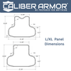 Diagram showing L/XL panel dimensions for front & back level iiia NIJ soft body armor 