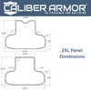 Diagram showing 2XL panel dimensions for front & back level iiia NIJ soft body armor 