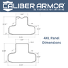 Diagram showing 4XL panel dimensions for front & back level iiia NIJ soft body armor 