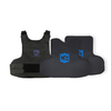 NIJ Level IIIA / HG2 CaliberX PRO Soft Body Armor Panels featuring a blue logo decal paired with a black covert hybrid concealable vest on a white background, used for lightweight ballistic protection