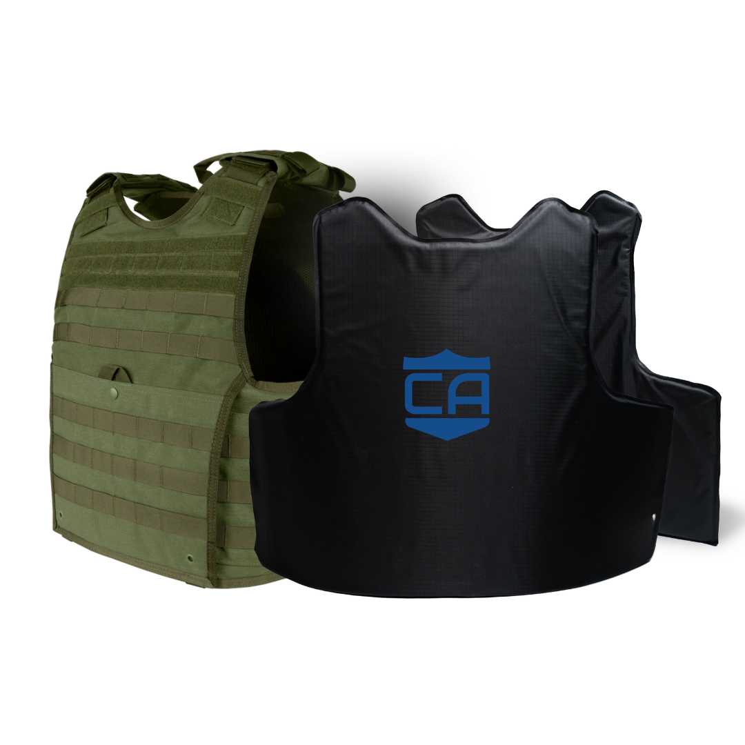 Olive Drab Condor EXO Plate Carrier Gen II with Level IIIA Soft Body Armor Panels on a white background