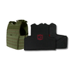 Olive Drab Green Condor Outdoor EXO Plate Carrier Gen II with CaliberX Core Level IIIA Soft Body Armor Panels on a white background