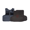 NIJ Level IIIA / HG2 CaliberX Core Soft Body Armor Panels featuring a red logo decal paired with a midnight blue Uniform style patrol vest on a white background