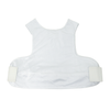 Backside view of Caliber Armor covert concealable carrier in white laying flat on a white background