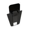 Close up of back of black 15" x 25" Caliber Armor Pistol rated Level IIIA HG2 Ballistic Shield with fixed value line handle in the center on a white background