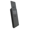 Side view of black 20" x 30" Caliber Armor Pistol rated Level IIIA HG2 Ballistic Shield with fixed streamlined handle in the center on a white background