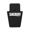 Front of black 12" x 18" Caliber Armor Rifle rated Level III+ RF2 Ballistic Shield with SL handle with Sheriff logo on a white background