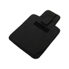 Black CaliberX Core Ballistic Vehicle seat shield outer carrier with headrest strap on a white background