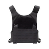 Front view of small phantom low-vis plate carrier in black on a white background