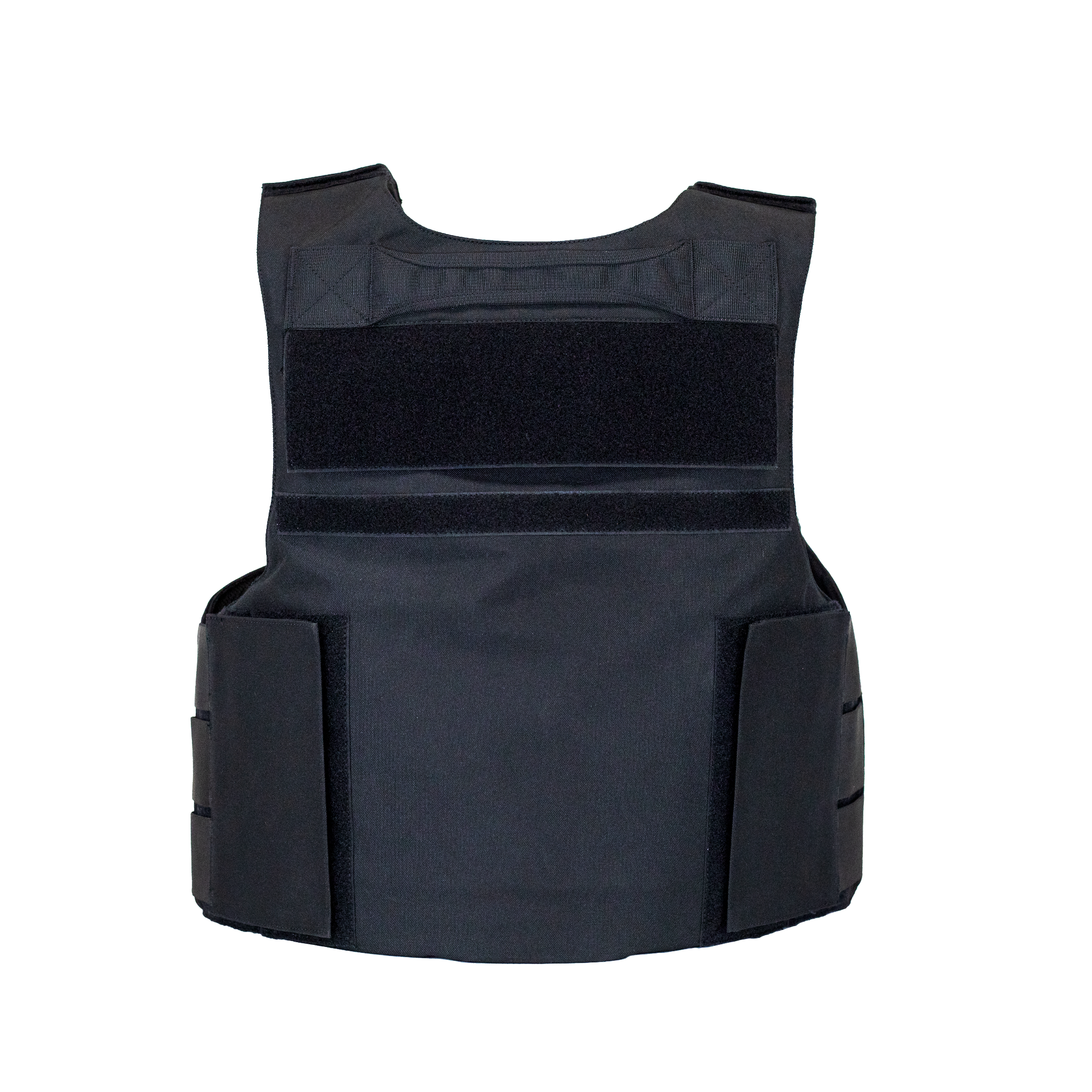 rear view of blackpatrol body armor vest with velcro & elastic cummerbund