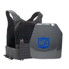 NIJ level III Maritime hard body armor package, Shooter & SAPI cut plates with a Black Caliber Armor Phantom Low visibility plate carrier, on a white background