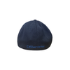 backside of navy blue flexfit hat that says "Caliber Armor"