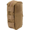 side view of the coyote brown Mini First Aid Kit (M-FAK) closed in a compact MOLLE-compatible pouch on a white background