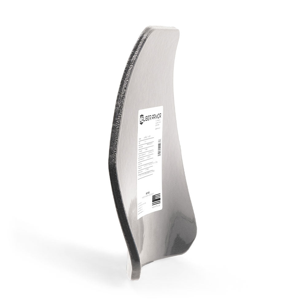 back profile showing the ergonomic multi-curve design of AR550 III+ steel body armor on a white background