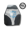 Front view of AR550 III+ Multi-Curve Body Armor with PolyShield® Spall Protection on a transparent background with the NIJ certification badge in the upper right hand corner