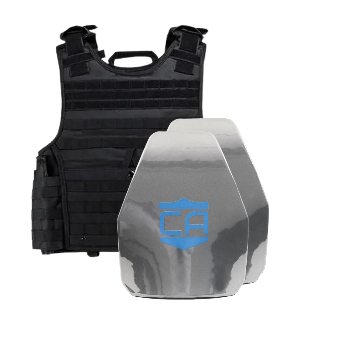 Caliber Armor AR550 III+ VISM Expert Body Armor Package with black plate carrier with polyshield coating