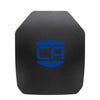 front view of the ar550 iii plus multi-curve body armor SAPI cut with regular black coating on a white background