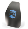 side angle view of the ar550 iii plus multi-curve body armor shooters cut with regular black coating on a white background