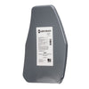 Back view of AV2 RF2 body armor plate showing multi-curve steel alloy design shooters cut on a white background