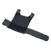 Caliber Armor gray man carrier in black laying flat on white surface with cummerbund open to show adjustable straps