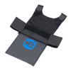 Caliber Armor gray man carrier in black laying flat on white surface with soft armor plate inserted
