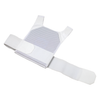 Caliber Armor white gray man carrier laying flat on white surface with cummerbund open to show adjustable straps