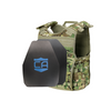 Front view of the Condor EXO AR550 III+ Body Armor Package in MultiCam in standard coating SAPI and shooters cut