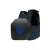 Front view of the Condor EXO AR550 III+ Body Armor Package in navy blue in standard coating sapi cut