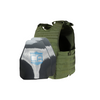 Front view of the Condor EXO AR550 III+ Body Armor Package in OD Green polyshield coating in shooters cut