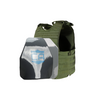 Front view of the Condor EXO AR550 III+ Body Armor Package in OD Green polyshield coating in shooters and sapi cut